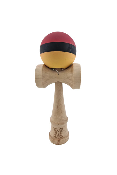 VİBE Kendama Profesionala, din Lemn, 18 cm, Multicolor Rosu Negru Galben