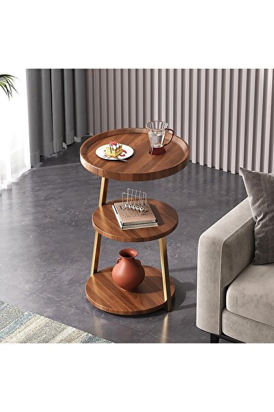 Türkiye Round Side Table 3-Tier Storage Metal Small Coffee Table