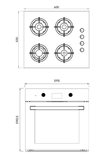KUMTEL Digital Plus 15 Programlı 2'li Antrasit(Gri) Ankastre Set (Ocak-Fırın)