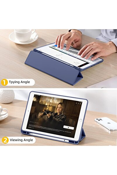 SKYDDAR INNOVATION Tablet case for iPad 10.2, Pencil holder, Flex Trifold, sticker set, Purple