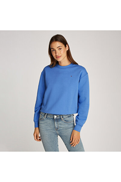 Tommy Hilfiger Reg Flag On Chest Kadın Mavi Sweatshirt