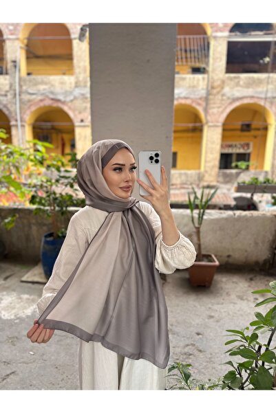 CUOCA LOUNGE Degrade Desenli Gri - Ekru Soft Pamuk Şal