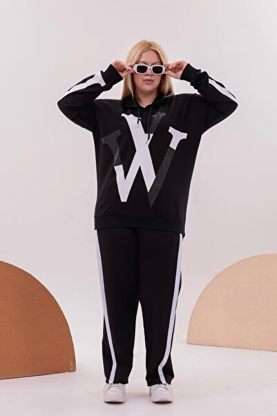 Siyezen Large Size Printed Stone Tracksuit Set