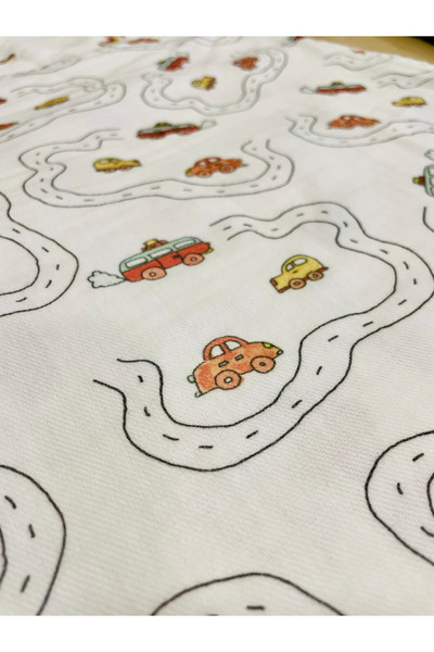 Parlova Retro Çok amaçlı müslin örtü, %100 pamuk, baskılı, 75x90 cm