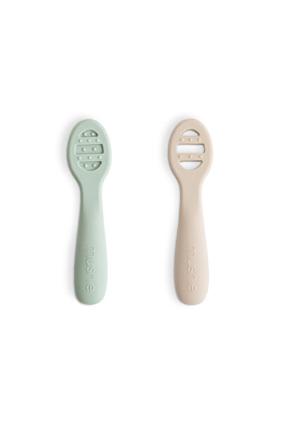 Mushie İlk Beslenme Kaşık Seti - Cambridge Blue/Shifting Sand