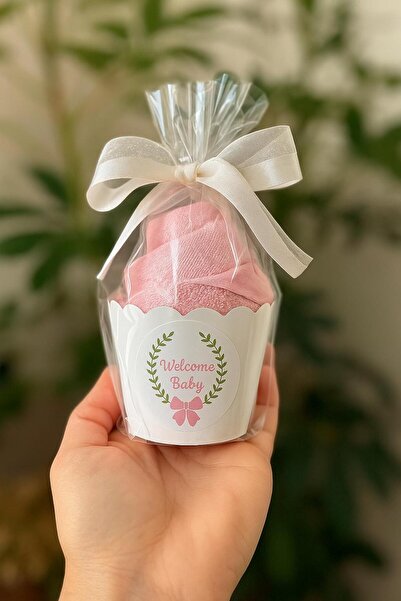 S&R 5 штук дитячих подарункових рушників у вигляді мафінів, рожевого кольору, з написом «Welcome Baby» англійською мовою