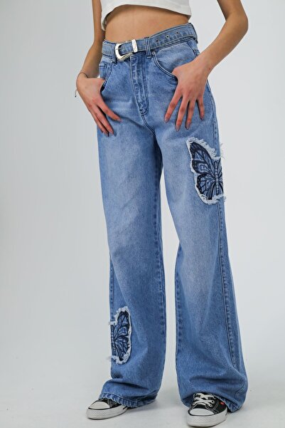 Karakedi Blue Jean Butterfly Baggy Jeans