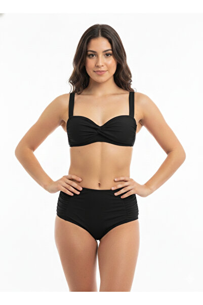 My-o Women's High Waist Shaping / Sculpting Side Gathered Draped Bikini Set