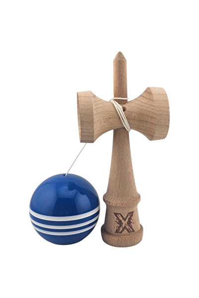 VİBE Kendama X, Profesionala, Original Super Sticky, din Lemn, 18 cm, Dark Blue/Alb