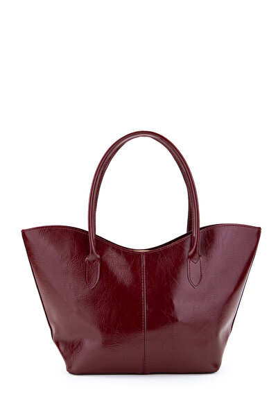minebag Double Handle Faux Leather Hype Women's Shoulder Bag Burgundy