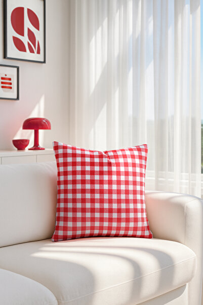 Premier Home Duck Checkered Throw Pillow Cover Red White V1 45X45