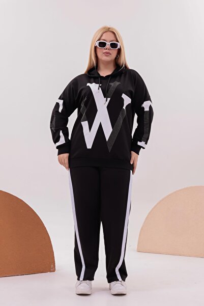 Siyezen Large Size Printed Stone Tracksuit Set