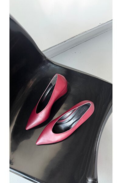 Eataly Shoes Alba Burgundy Leather Wedge Heeled Women's Shoes