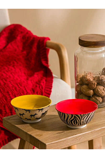 LC Waikiki Lcw Home Mixed Printed Porcelain Bowls Set of 2, 12 cm