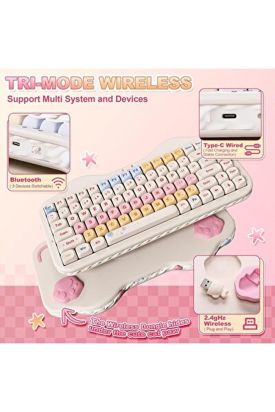 YUNZII C75 Wireless Mechanical Keyboard (Beige, Milk V2 Linear Switch)
