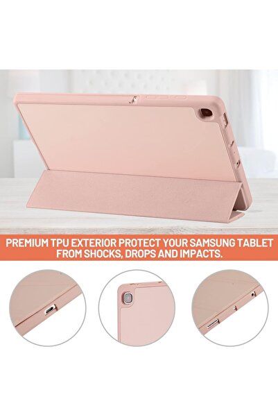 SKYDDAR INNOVATION Tablet case for Samsung Galaxy Tab S6 Lite, Pencil holder, Flex Trifold, sticker set, Pink