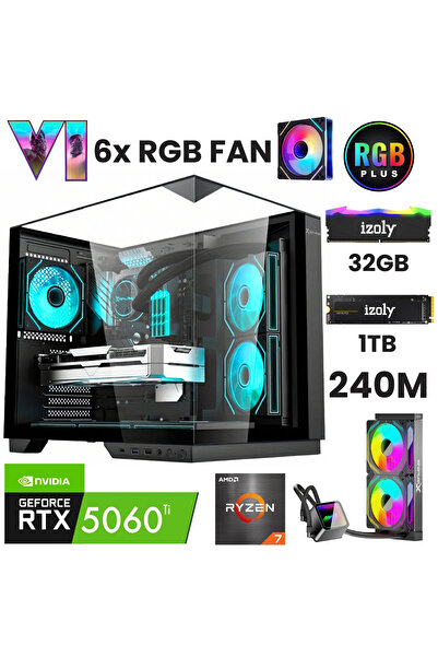 IZOLY GTA6-A Ryzen 7 5700X 32GB 1TB M.2 NVME RTX 5060TI 16GB 240mm Sıvı Soğut...