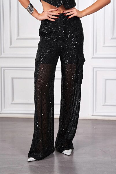 Leina Cargo Pocket Pieces of Sequin Pants