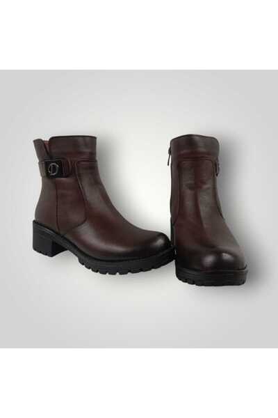 iskarpino Γυναικείες μπότες από γνήσιο δέρμα καφέ με φερμουάρ