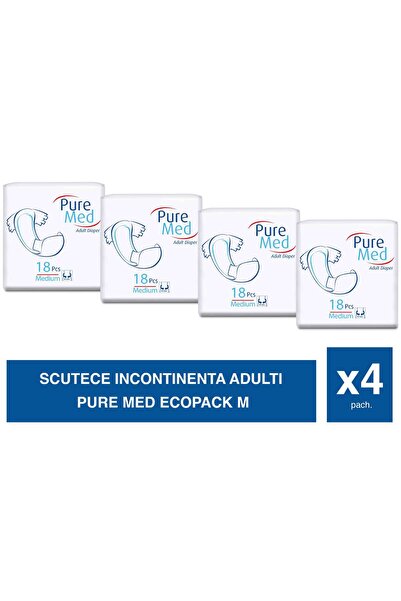 Puremed Pure Med Set of 4 Adult Diapers M 18 Pieces