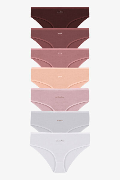 koza iç giyim Women's 7-Piece Curve Cotton Stretch Fabric Bato Panties