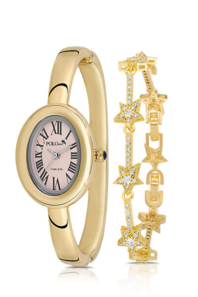 Polo Air ساعة يد نسائية ذات هيكل بيضاوي مع سوار على شكل نجمة مزيج من اللون ال...