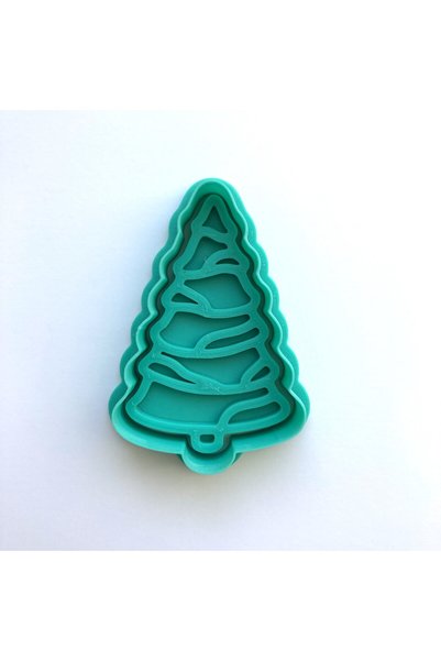 Craftelle Christmas Tree Cookie Mold and Stamp Set |   Pine Tree Figure |   Winter Themed |   Sugar, Clay Dough
