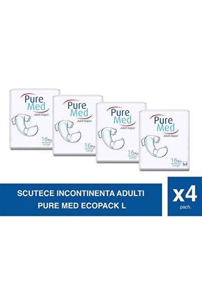 Puremed Pure Med Set of 4 Packs of Adult Diapers L 18 Pcs