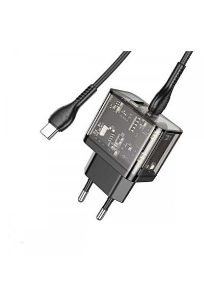 Hoco Încărcător de perete N34 20W 3A negru cu cablu USB-C de 1 m, protecție la supratensiune