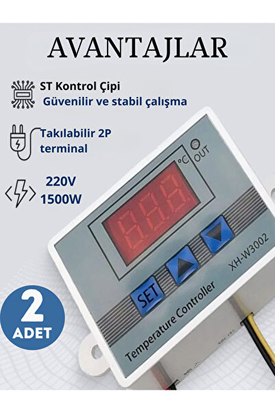 Arduino 2-Adet XH-W3002 Dijital Termostat 220V, -50~110°C, Sensörlü