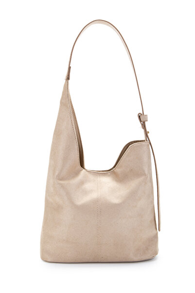 minebag Geantă de mână Mona cu detaliu curbat din piele intoarsa, bej