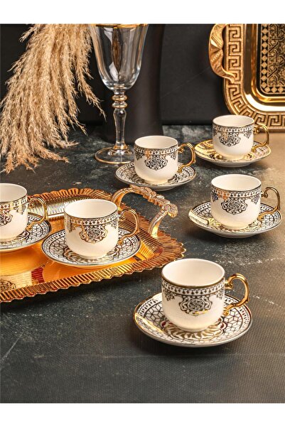 Paçi – ELİZA 6’lı Yaldızlı Türk Kahve Fincan Takımı – 90 ml