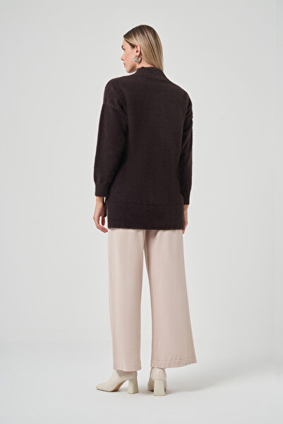 Nuss Angora Sweater with Detachable Brooch 7000 Brown