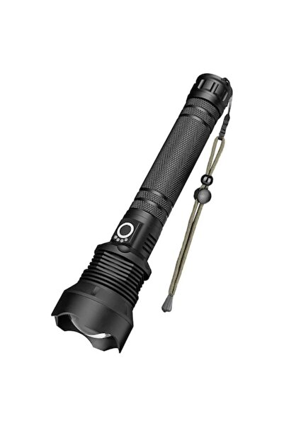 OEM Lanternă LED reîncărcabilă USB, 2x baterii 18650, neagră, 16,3x4,3x3,2 cm...