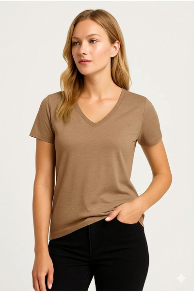 PROLET Γυναικείο μπλουζάκι με λαιμόκοψη σε σχήμα V – Limited Color Drop