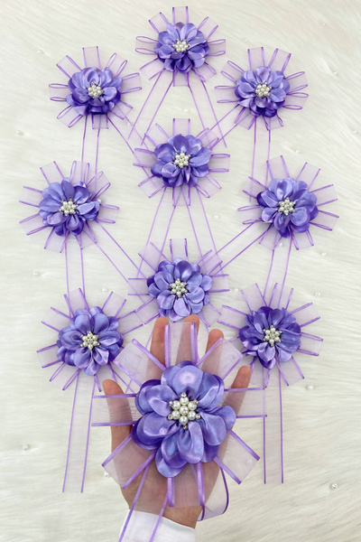 ZEYMERADE زينة عربات الزفاف باللون الأرجواني مع دبوس، زينة للعروس والعريس، زي...