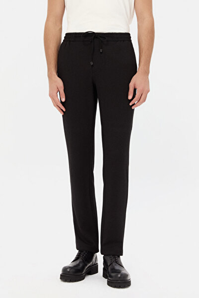 D'S Damat Ds Damat Slim Fit Black Dobby Jogger Pants