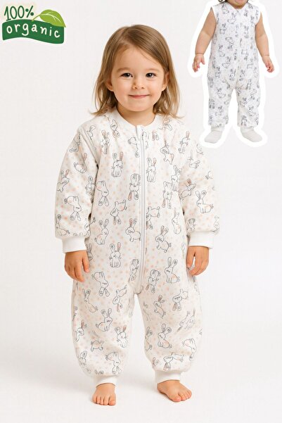 mini mia 100% Natural Cotton Anti-Sweat Sleeping Bag with Detachable Sleeves - Fine Fiber Filling 2.5 Tog