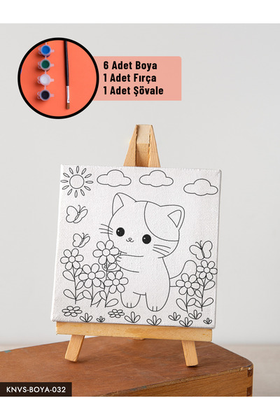 CeSht Canvas Painting Set with Easel Includes Easel, Brush, Paint