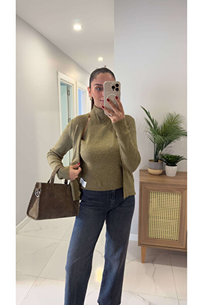 BİRCANÇİL Cwilla Khaki Cardigan with Bady Detail