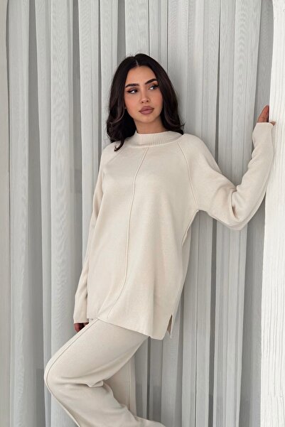 Noi Belis Basic Oversized Sweater Pants Knitwear Bottom-Top Set Aw25Au0043