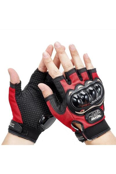 LEIDORY Red Half Gloves Short Tactical Sports Motorcycle Cycling Gloves