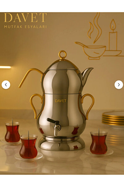 Davet غلاية كهربائية من الفولاذ المقاوم للصدأ من ديفني - آلة تحضير الشاي الكهربائية - سعة 6 لتر