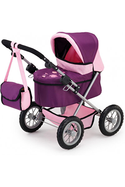 Bayer Trendy Charlene Plum foldable stroller and doll bed set, metal frame, adjustable handle up to
