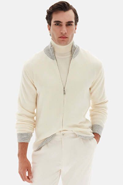 D'S Damat Ds Damat Regular Fit Ecru Melange Cardigan