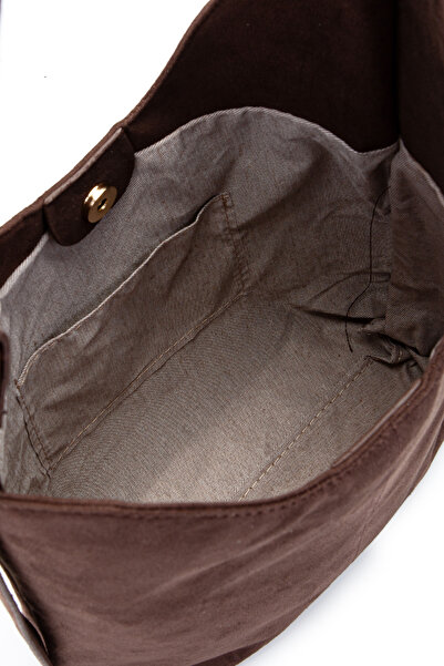 minebag Suede Curved Detailed Mona Handbag Brown