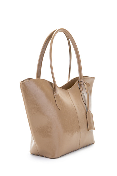 minebag Double Handle Faux Leather Hype Women's Shoulder Bag Beige