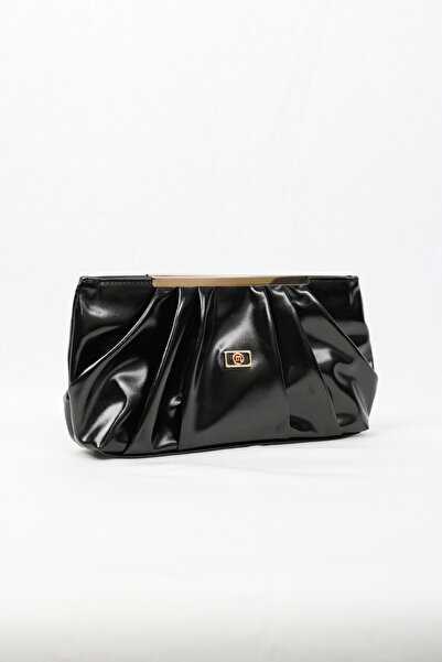 mossi Women's Shiny Black Chain Strap Portfolio Stylish Evening Dress Bag Stylish Clutch Bag