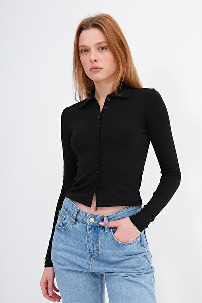 Addax Polo Neck Buttoned Cardigan H0422