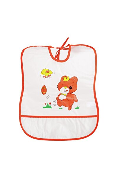 Sunny Baby Bavetă din plastic moale 30x35 cm Ursuleț portocaliu -